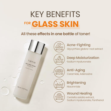 TIRTIR Milk Skin Rice Toner | Deep Moisturizing, Hydrating Toner for face | Niacinamide, Ceramide, Rice Bran Extract | Nature-Oriented Ingredients for Korean Skin Care | Vegan, (150 ml)